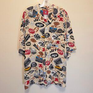 NFL NY Jets Football Men’s Rare Vintage Button-Front Short Sleeve Shirt - L